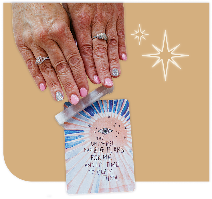 Hands with oracle card